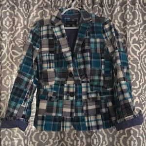 Flannel patchwork blazer.